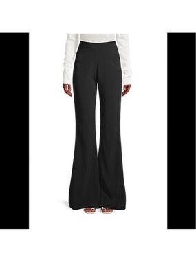 Brandon Maxwell Black High-Rise Flared Trousers